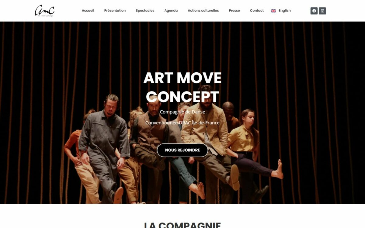 Page d'accueil du site Art Move Concept