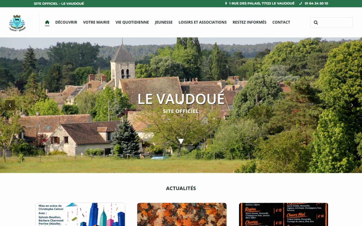 Page d'accueil du site Le Vaudoué