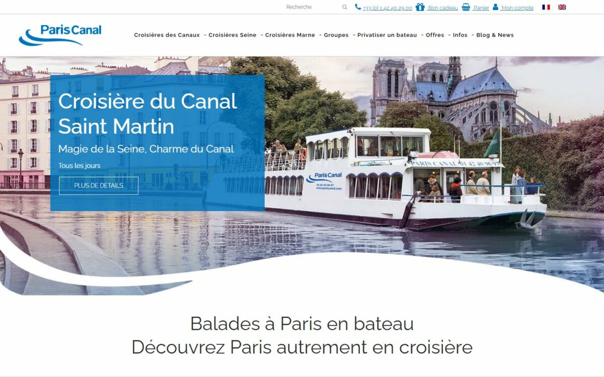 Page d'accueil du site Paris Canal